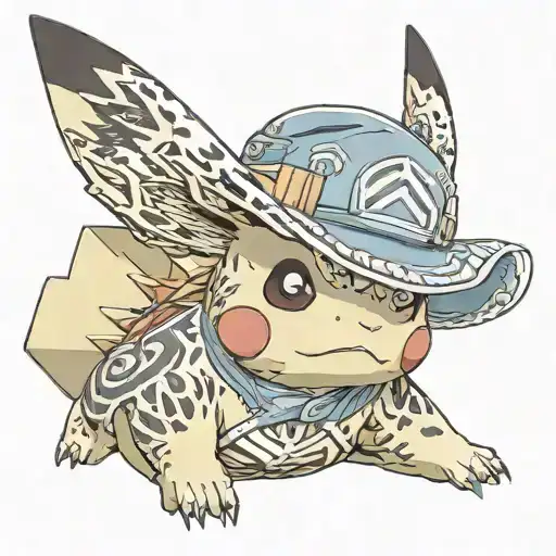 Un Pikachu Con El Sombrero De Luffy De One Piece Y La Bandana De Naruto
