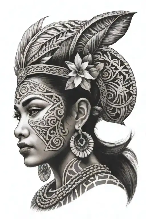 Beautiful Polynesian Woman Face
