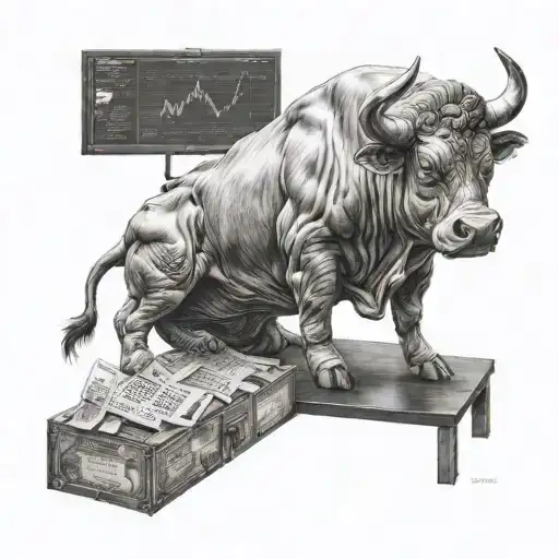Bull Looking At The Stock Market At The Computer