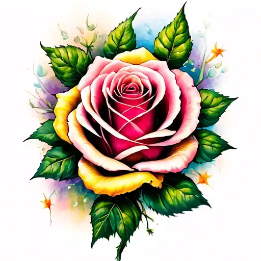 Tattoo Of A Rose On My Lefted Leg In Beautiful Colors