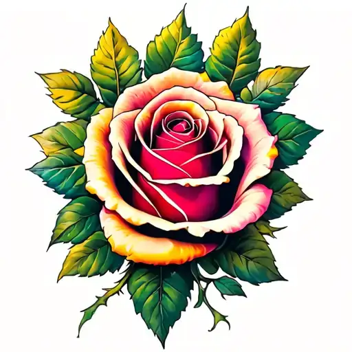 Tattoo Of A Rose On My Lefted Leg In Beautiful Colors