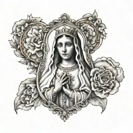 Our Lady Of Fatima With Crown And Heart