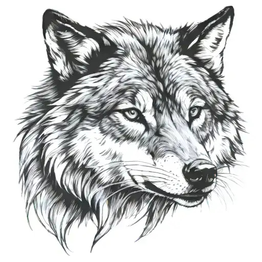 Proportion Wolf Face Tattoo Black Facing Forward Realistic