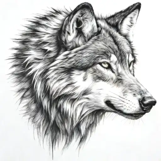 Proportion Wolf Face Tattoo Black Facing Forward Realistic