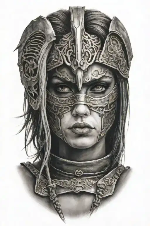 Female Warrior With A Mask