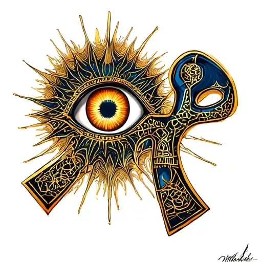 Ankh With Right Eye And Spider