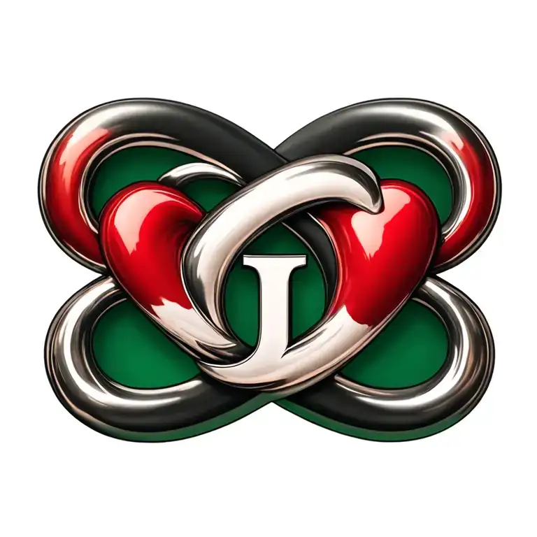 Italianinfinity Sign Intertwined With Heart And Letter J