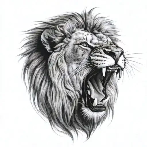 Huge Lion With Open Mouth