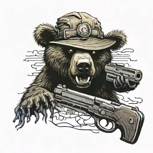 A Zombie Bear Holding A Gun