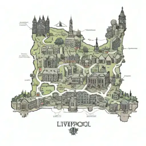 An Intricate Map Of The City Of Liverpool With Hidden Football References