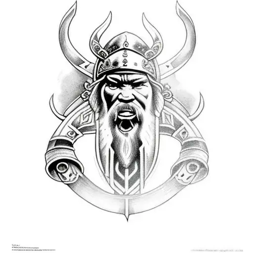 Northern Viking With Ax And Raven