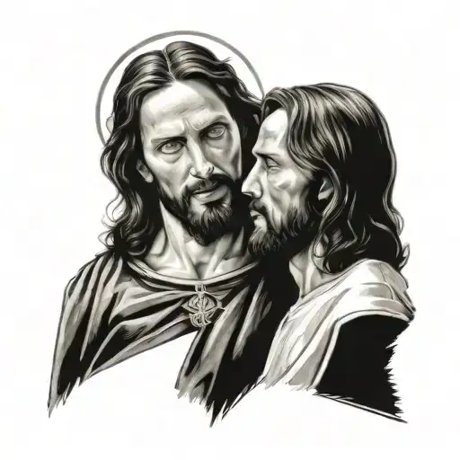 Jesus And The Devil Face To Face With A Serious Look