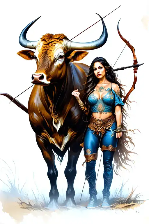 Bull And Female Archer