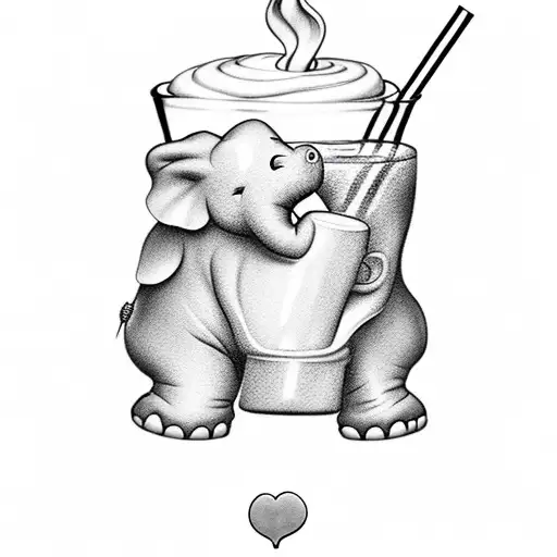 Cute Heffalump Drinking Iced Coffee