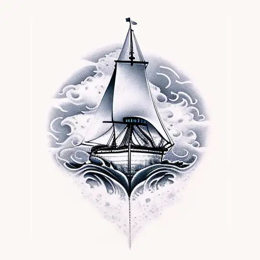 Ship Reck Tattoo With Water That Leads Into A Wave That Rappes Around The Arm