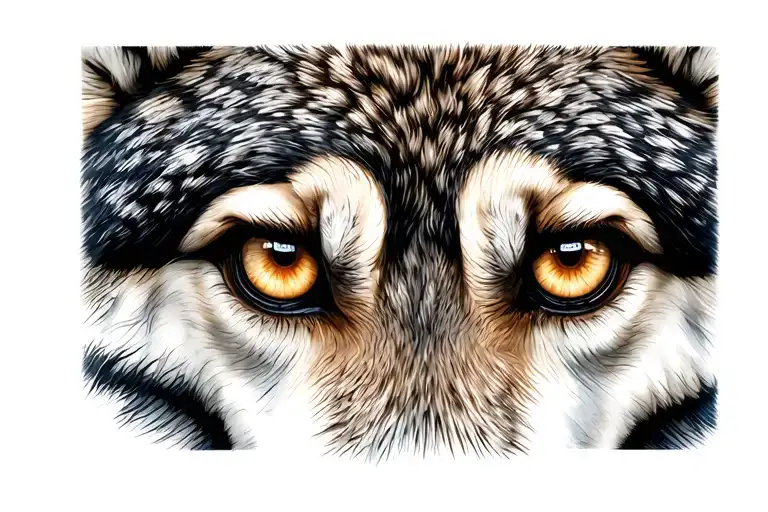 Wolf Eye With Human Eye To Make Face