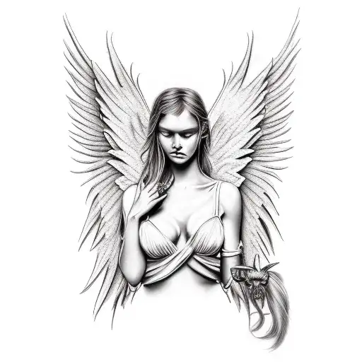 Angel Fighting Against Demon