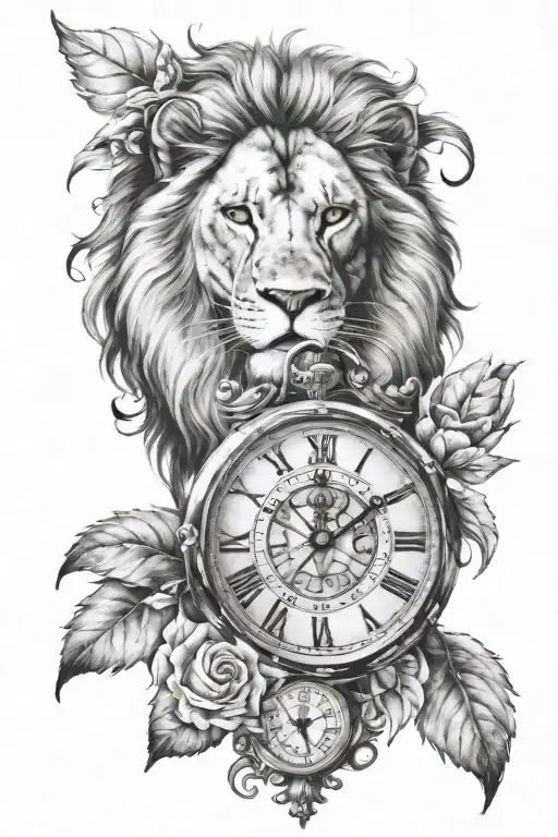 Clock And Lion Head