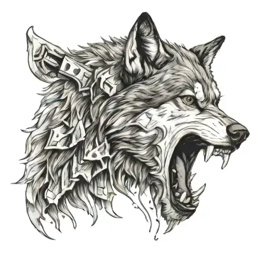 A Wolf With A Throstle In Its Mouth