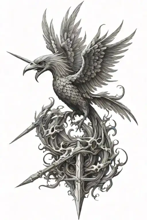 Phoenix Defeating Lucifer With A Spear