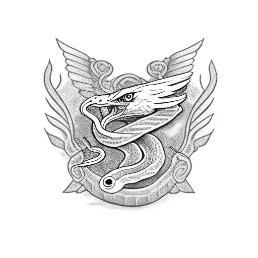 Snake Fighting An Eagle