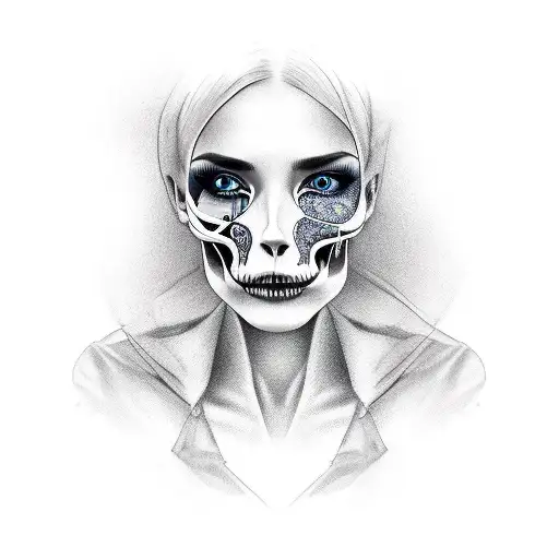 Woman Face Skull Sad
