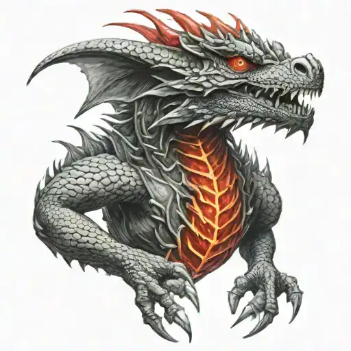 4 Eyed Dragon Breathing Fire Surounded By The Red