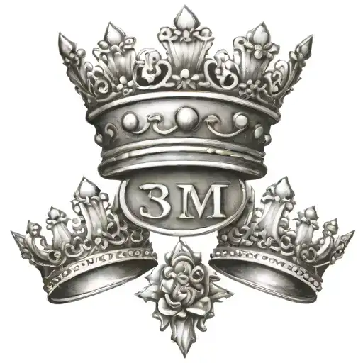 3 Crowns With Initials 3 Children Twins Daughter