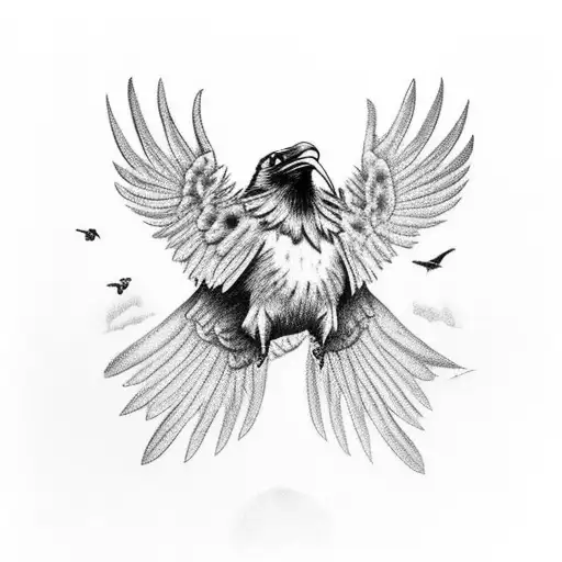 Raven Flying Up Crushing A Football In Talons