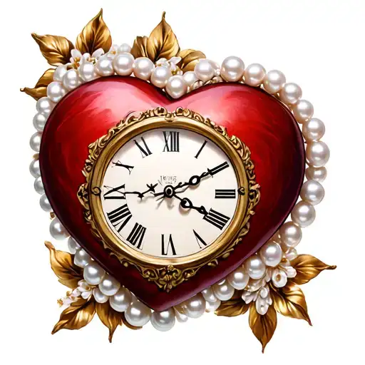 Heart Clock Pearl Trim