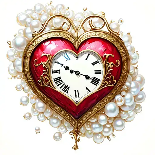 Heart Clock Pearl Trim