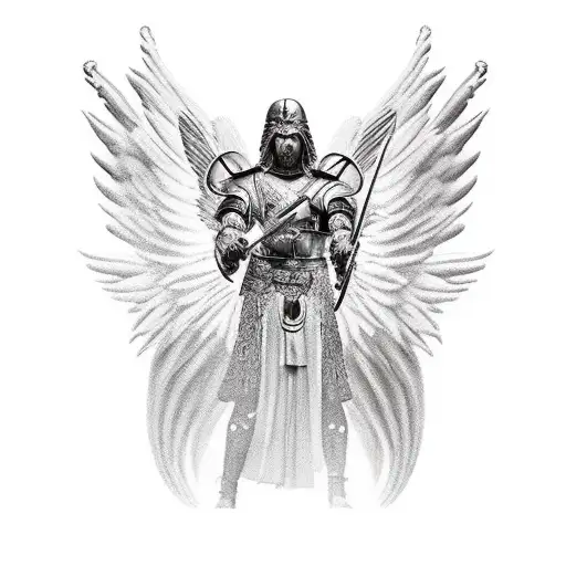 Male Angel Warrior Battle Stance