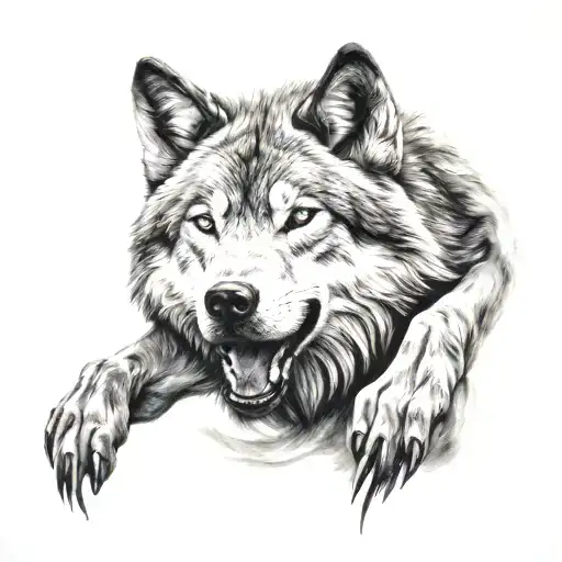 Wolf Tattoo On Full Hand