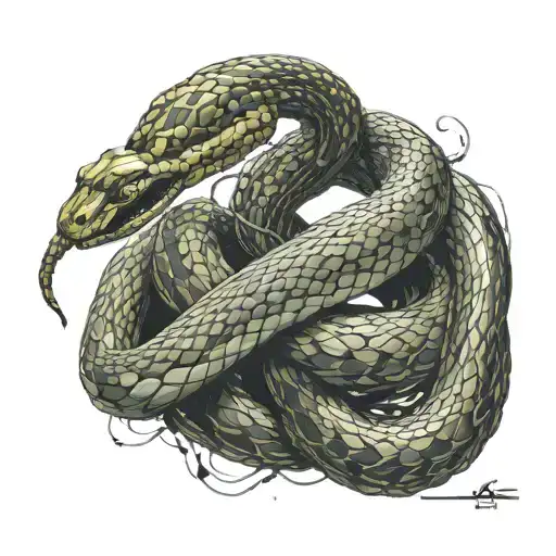 Create A Cyberpunk-inspired Design Featuring A Snake Intertwined With Binary Code