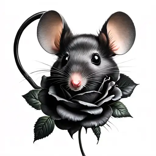Mouse With A Black Rose