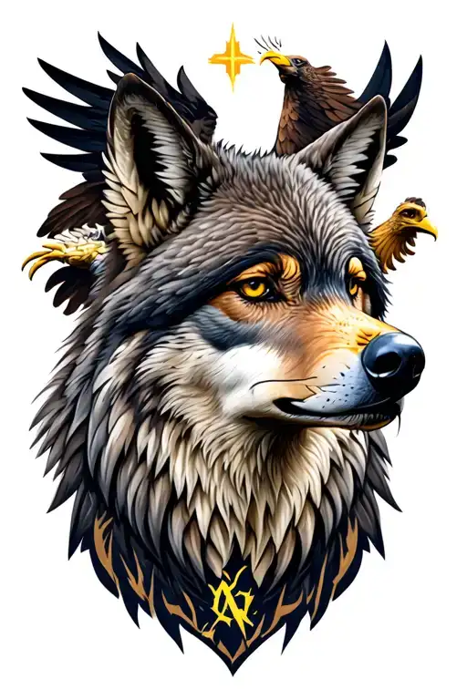 Wolf With Eagle And Time