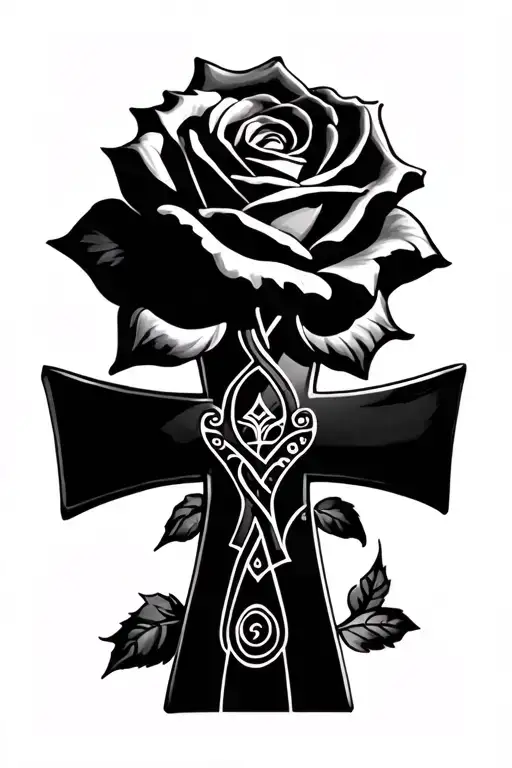 Ankh Symbole With A Rose Who Are Enchainned