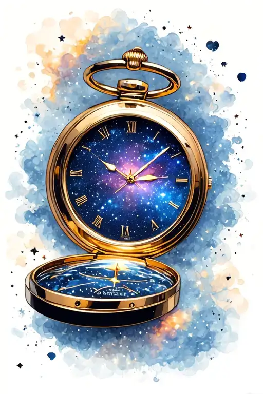 Open Pockewatch With Galaxy Filled With Stars