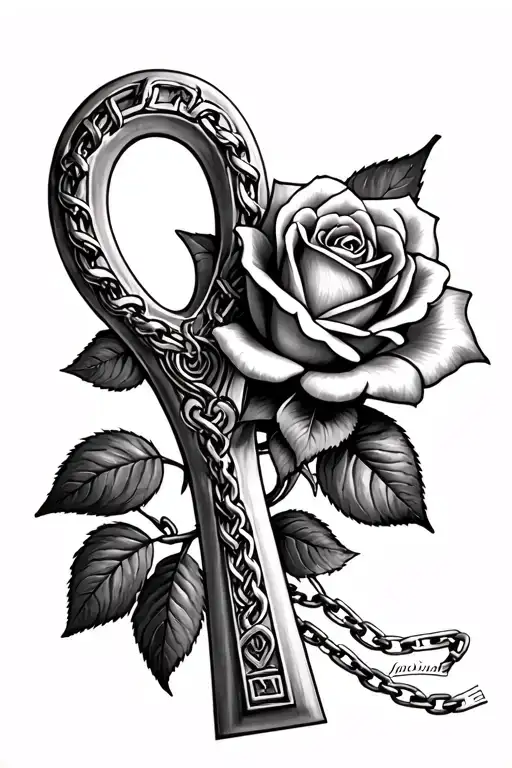 An Ankh And A Rose That Finds Itself Chained By Chains