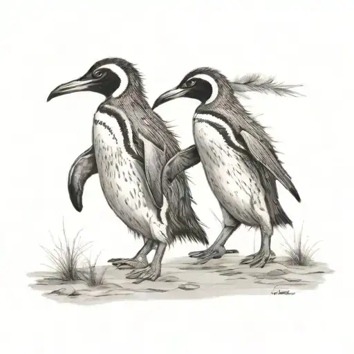 Penguin And Emu Losing Hands And Walking