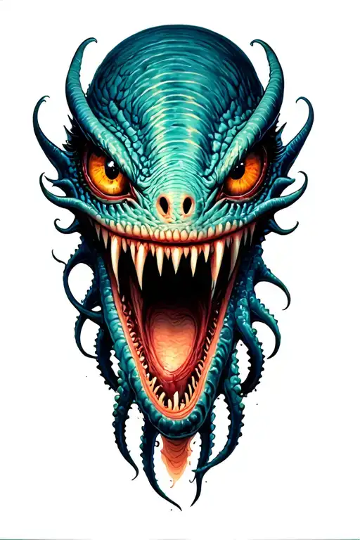 Sea Monsters Eyes Peeking And Tentacles