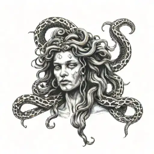 Medusa With The Snakes Going To Your Neck