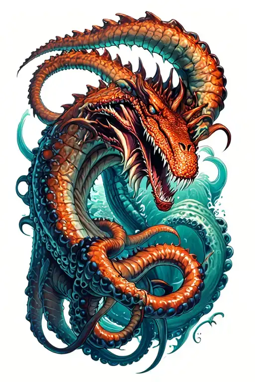 Sea Monsters Fight With Tentacles