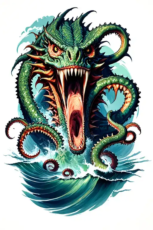 Sea Monsters Fight With Kraken Emerging