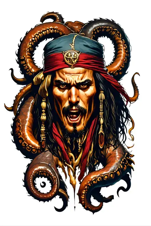 Jack Sparrow Kraken Attacking Titan