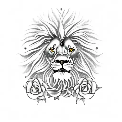 Lion With Roses And Renaissance Style