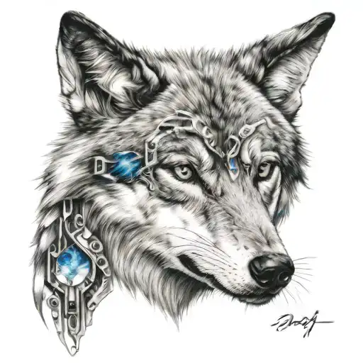 Futuristic Wolf With First Name Diego
