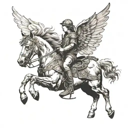Child Vigilante On A Winged Horse
