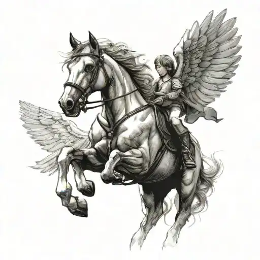 Child Vigilante On A Winged Horse