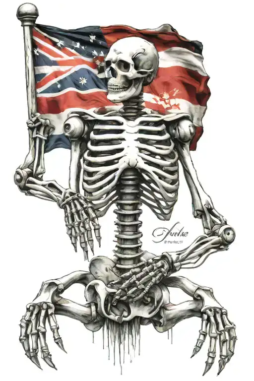 Robot Skeleton With A Maryland Flag Intertwined